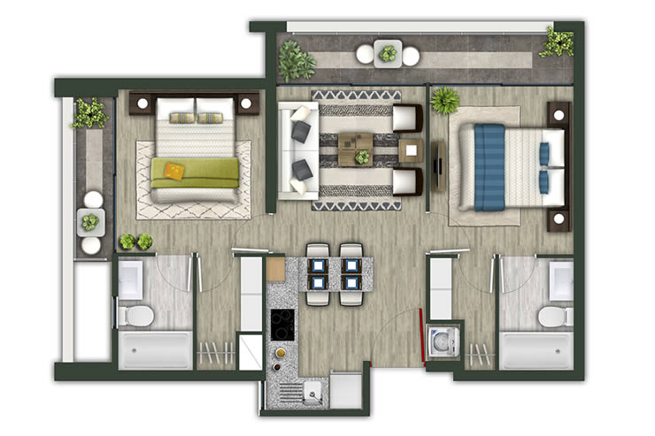 Modelo B2A del proyecto Inc 129 - Inmobiliaria Aconcagua