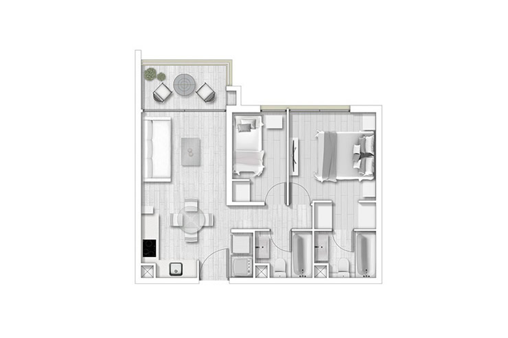 Modelo A1 del proyecto Condominio Alto lo Cañas - Inmobiliaria Aconcagua