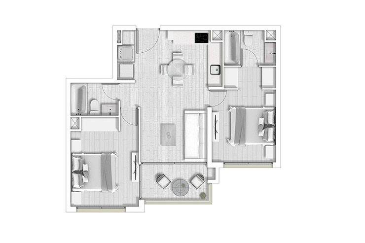 Modelo A3 del proyecto Condominio Alto lo Cañas - Inmobiliaria Aconcagua