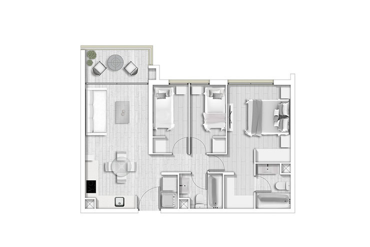 Modelo B1 del proyecto Condominio Alto lo Cañas - Inmobiliaria Aconcagua