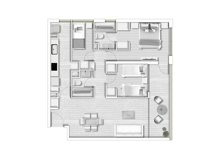 Modelo B2a del proyecto Condominio Alto lo Cañas - Inmobiliaria Aconcagua