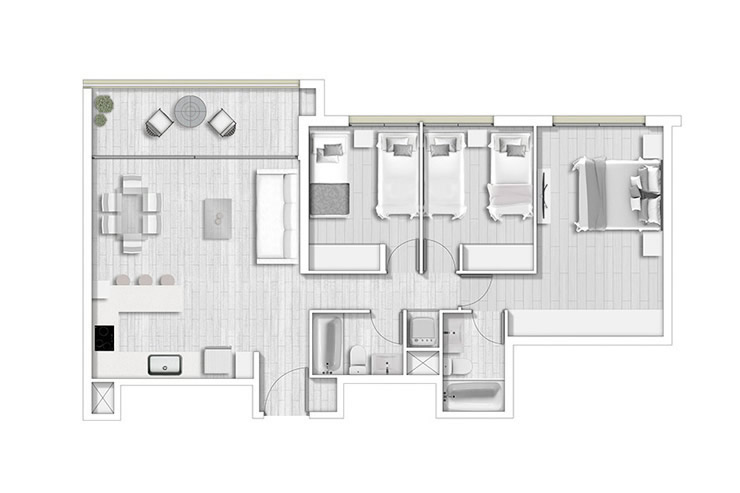 Modelo B3 del proyecto Condominio Alto lo Cañas - Inmobiliaria Aconcagua