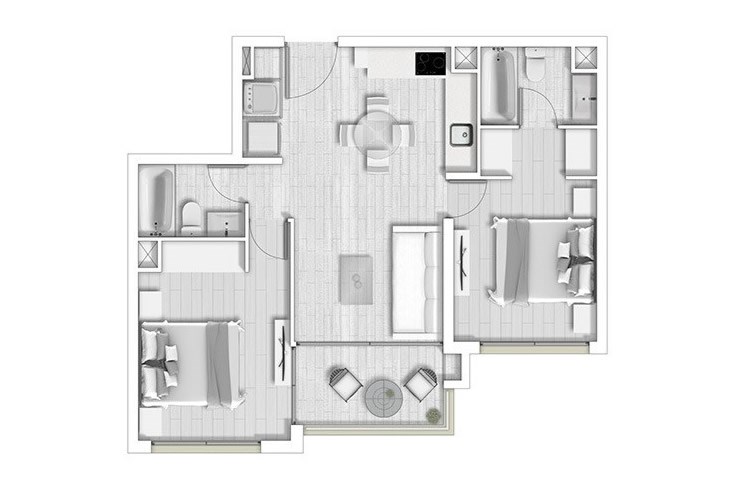 Modelo A3 del proyecto Condominio Alto lo Cañas II - Inmobiliaria Aconcagua