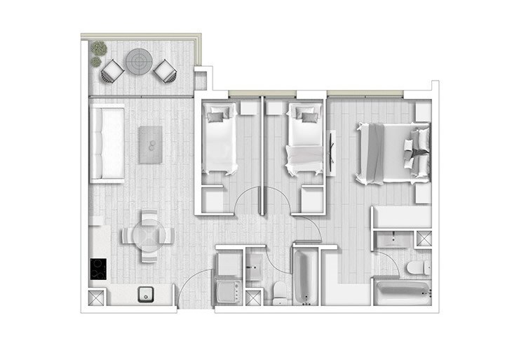 Modelo B1 del proyecto Condominio Alto lo Cañas II - Inmobiliaria Aconcagua