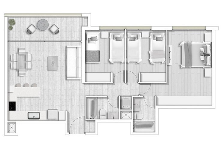 Modelo B3 del proyecto Condominio Alto lo Cañas II - Inmobiliaria Aconcagua