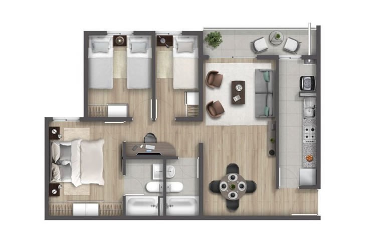 Modelo S5 del proyecto Parque San Javier - Inmobiliaria Aconcagua