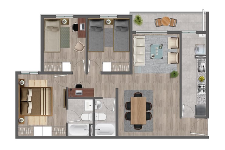 Modelo S6 del proyecto Parque San Javier - Inmobiliaria Aconcagua