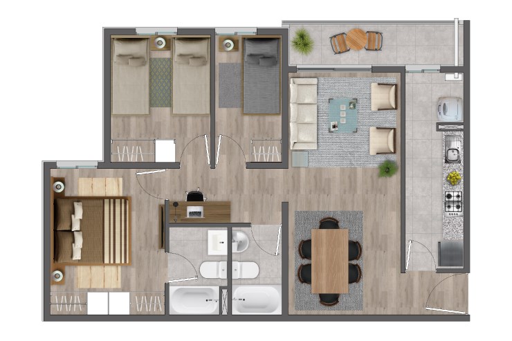 Modelo S5 del proyecto Condominio San Alberto II - Inmobiliaria Aconcagua