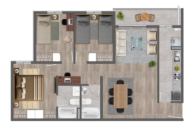 Modelo S6 del proyecto Condominio San Alberto II - Inmobiliaria Aconcagua