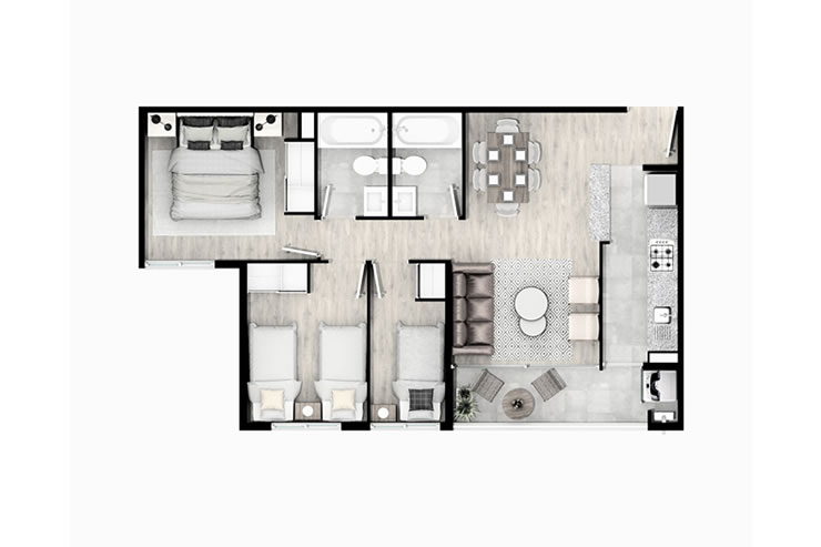 Modelo F del proyecto San Pablo de Curauma Edificios II - Inmobiliaria Aconcagua