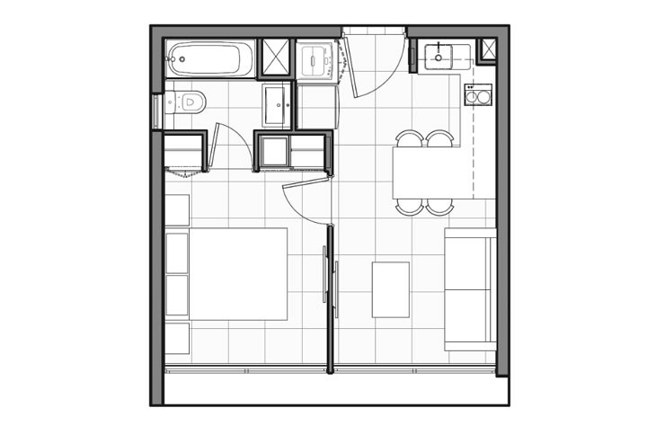 Modelo E1 del proyecto Edificio Tocornal - Inmobiliaria Aconcagua