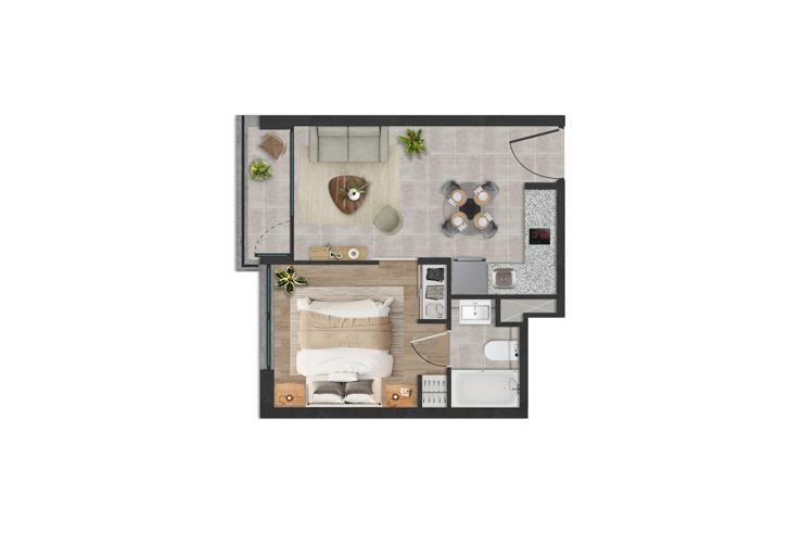 Modelo B2 del proyecto Edificio Nexo - Inmobiliaria Aconcagua