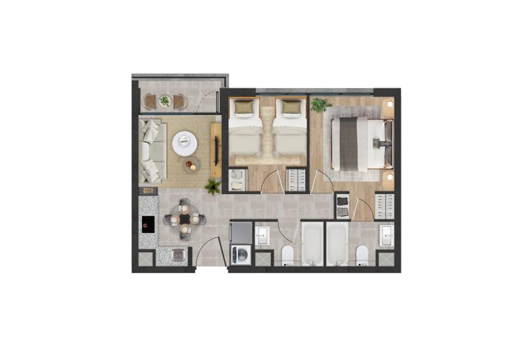 Modelo D1 del proyecto Edificio Nexo - Inmobiliaria Aconcagua