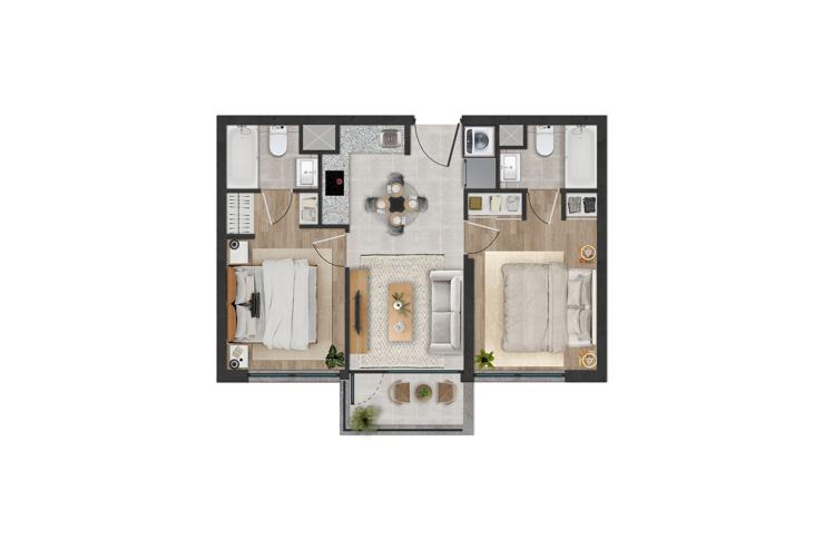 Modelo D3 del proyecto Edificio Nexo - Inmobiliaria Aconcagua