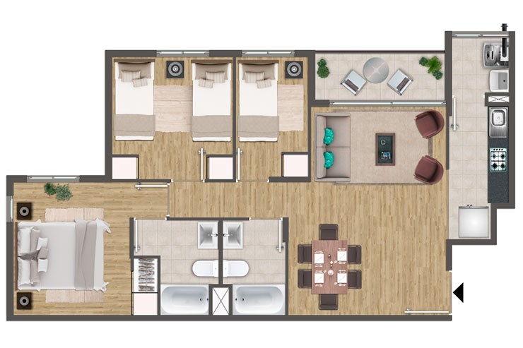Modelo D del proyecto Quillota 21 - Inmobiliaria Aconcagua