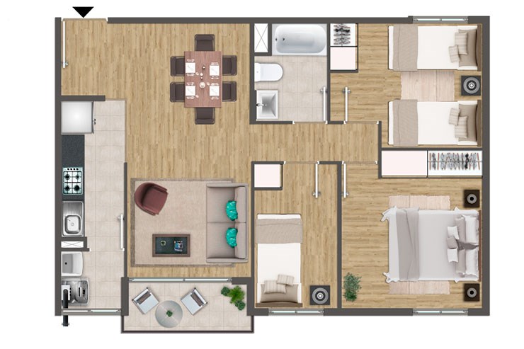 Modelo F del proyecto Quillota 21 - Inmobiliaria Aconcagua