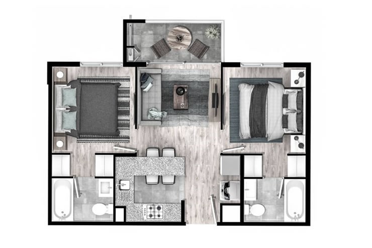 Modelo C del proyecto San Pablo de Curauma Edificios II-b - Inmobiliaria Aconcagua
