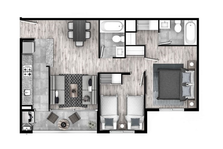Modelo E del proyecto San Pablo de Curauma Edificios II-b - Inmobiliaria Aconcagua