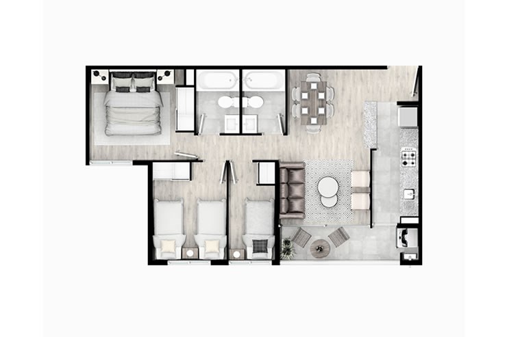 Modelo F del proyecto San Pablo de Curauma Edificios II-b - Inmobiliaria Aconcagua