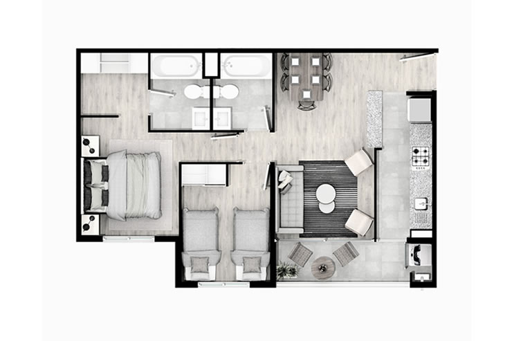 Modelo D del proyecto San Pablo de Curauma Edificios II-b - Inmobiliaria Aconcagua