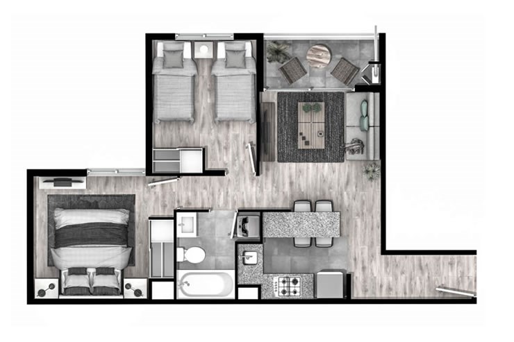 Modelo A1 del proyecto San Pablo de Curauma Edificios II-b - Inmobiliaria Aconcagua